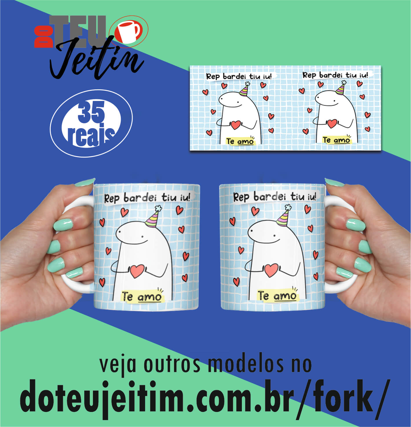 Caneca Flork Meme Hep bardei tiu iu Aniversário